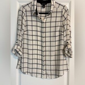 White House Black Market Plaid Button Down Shirt